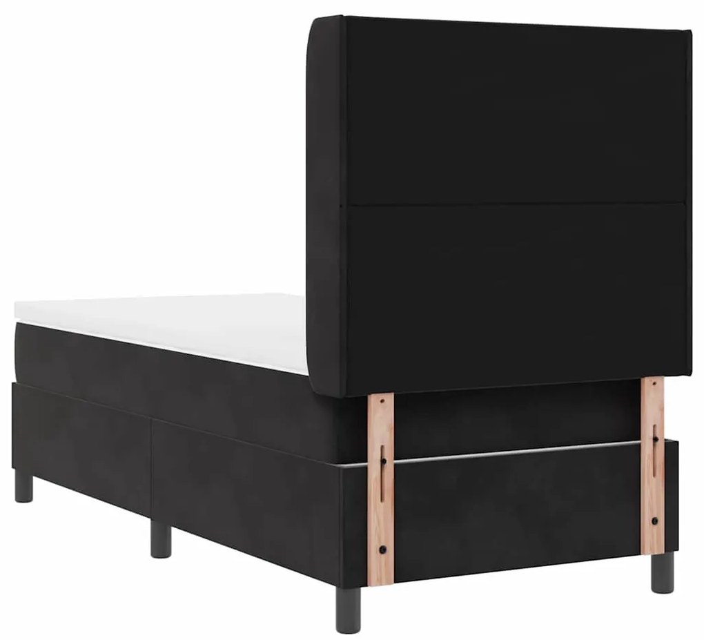 Cama Box com Colchão e LED Preto 100x200 cm Veludo