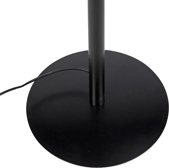Candeeiro de pé preto com abajur de veludo preto com dourado 40 cm - Simplo