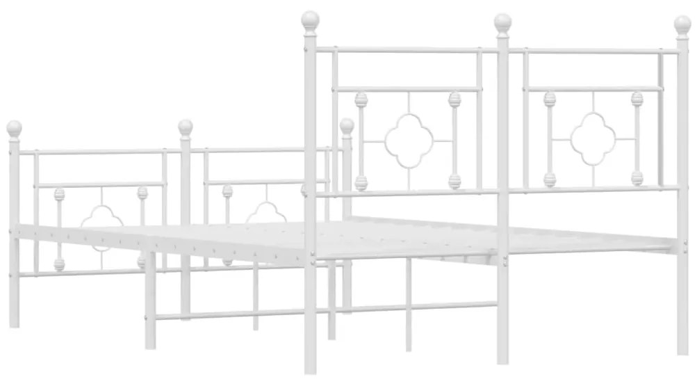 Estrutura de cama com cabeceira e pés 120x190 cm metal branco