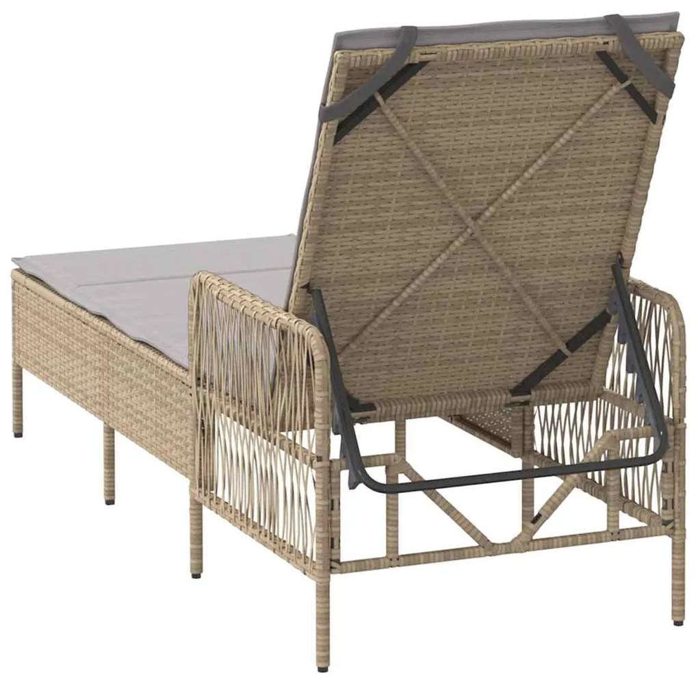 Espreguiçadeira Bege e cinza claro Rattan PE 157 x 55 x 92 cm