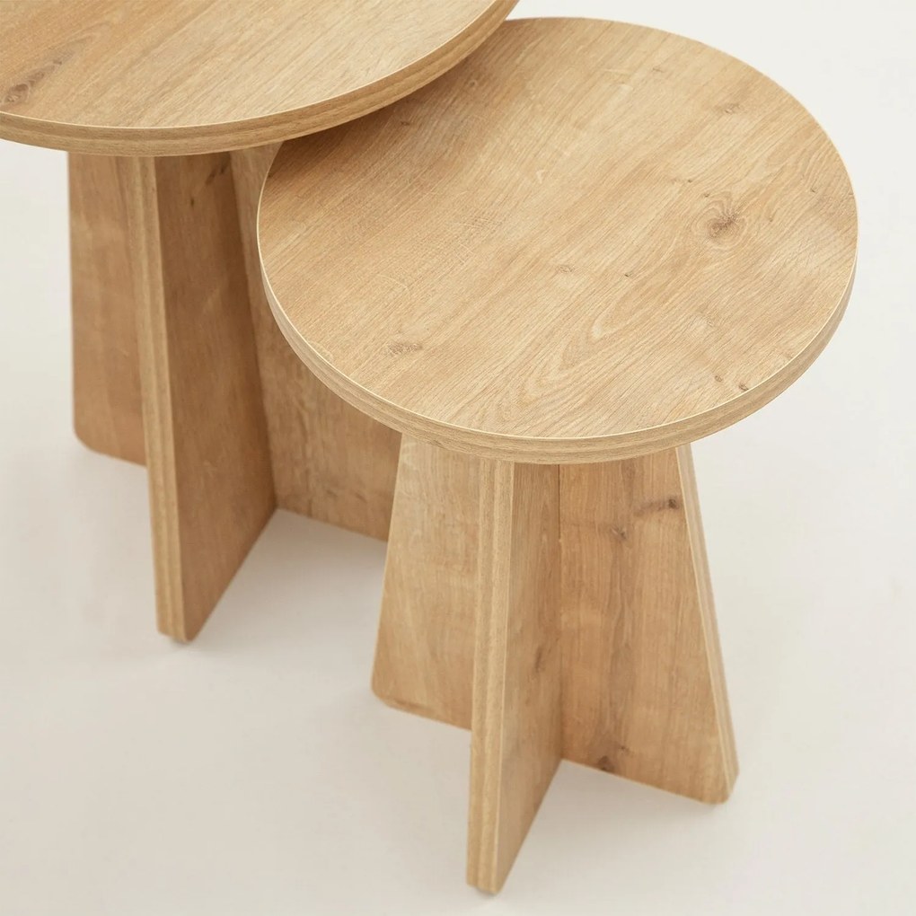 Conjunto de Mesas Mushroom – Carvalho Safira – 40x50x40 cm & 30x45x30