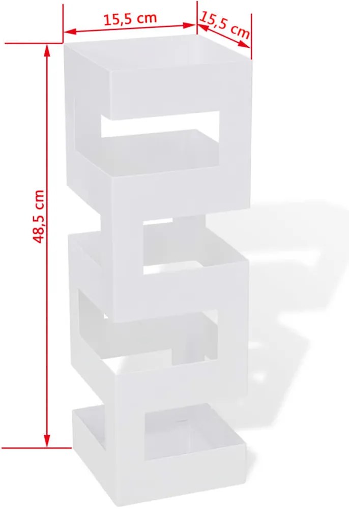 Suporte guarda-chuvas/de armazenamento quadrado branco aço 48,5 cm
