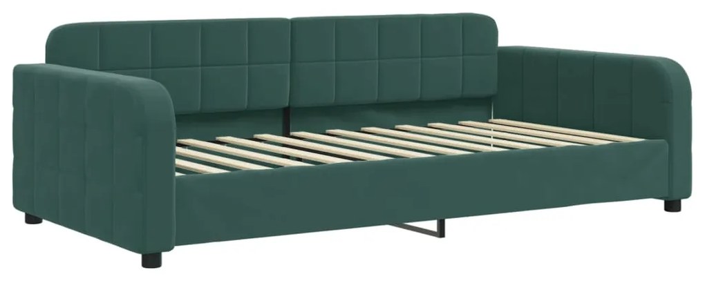 Sofá-cama com gavetão 90x200 cm veludo verde-escuro