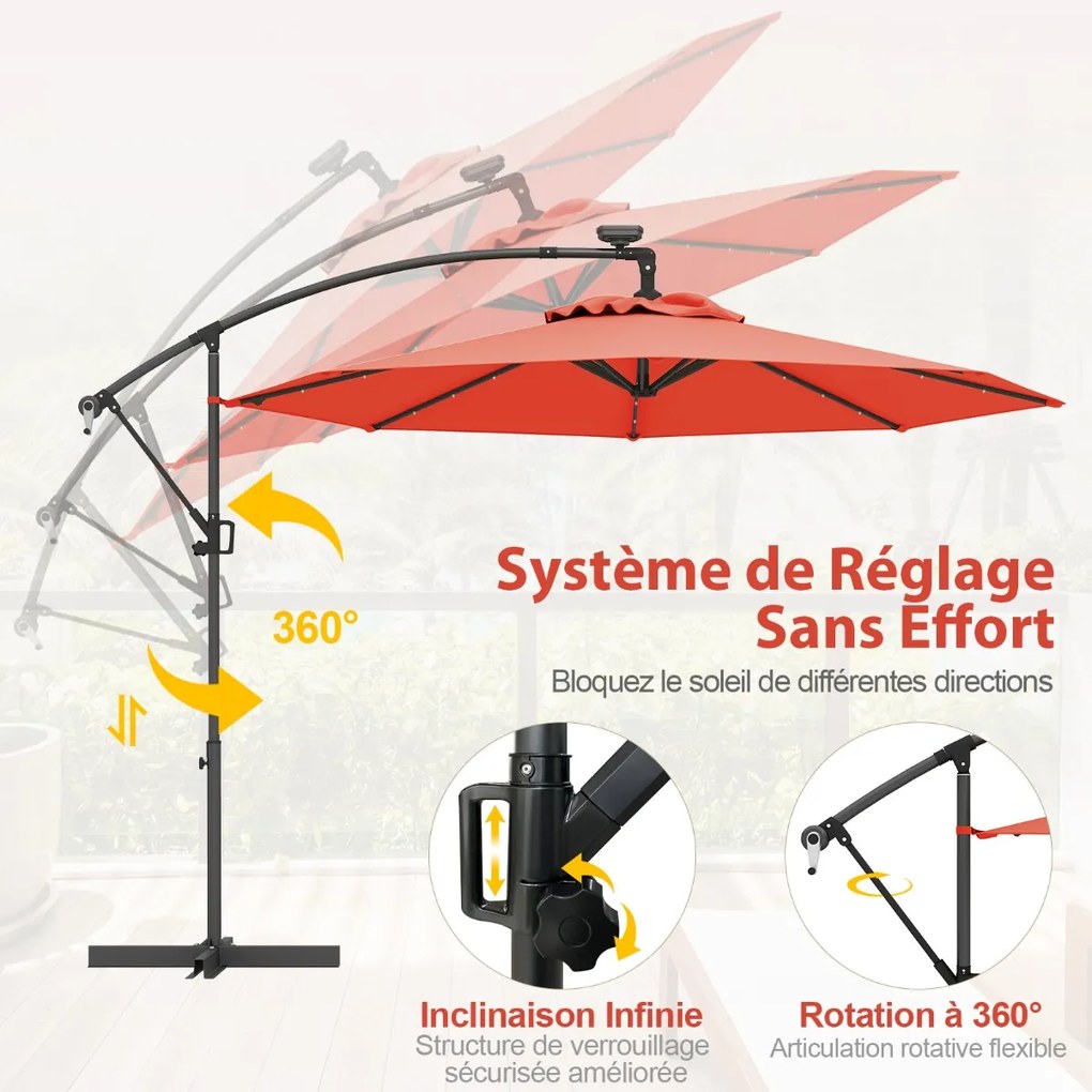 Guarda-sol de 300 cm com 32 luzes LED solares e guarda-chuva de jardim com manivela, guarda-chuva de mercado turquesa
