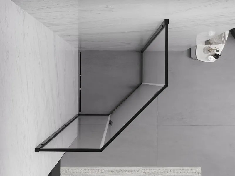 Mexen Exo-R cabine de duche pentagonal de abrir 90 x 90 cm, transparente, preta - 812-090-090-70-00