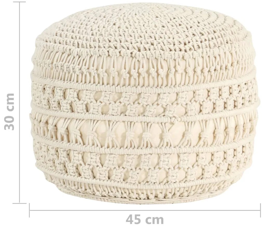 Pufe artesanal macramé 45x30 cm algodão