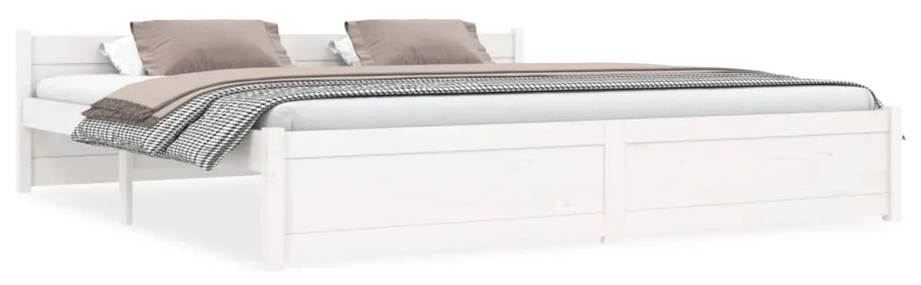 Estrutura de cama super king pinho maciço 180x200 cm branco