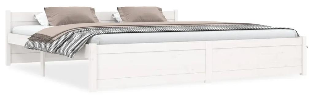 Estrutura de cama super king pinho maciço 180x200 cm branco