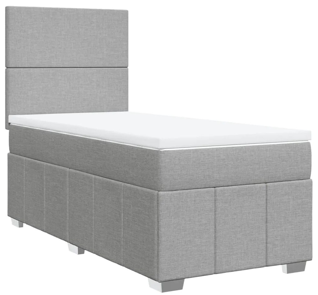 Cama com molas/colchão 90x200 cm tecido cinza-claro