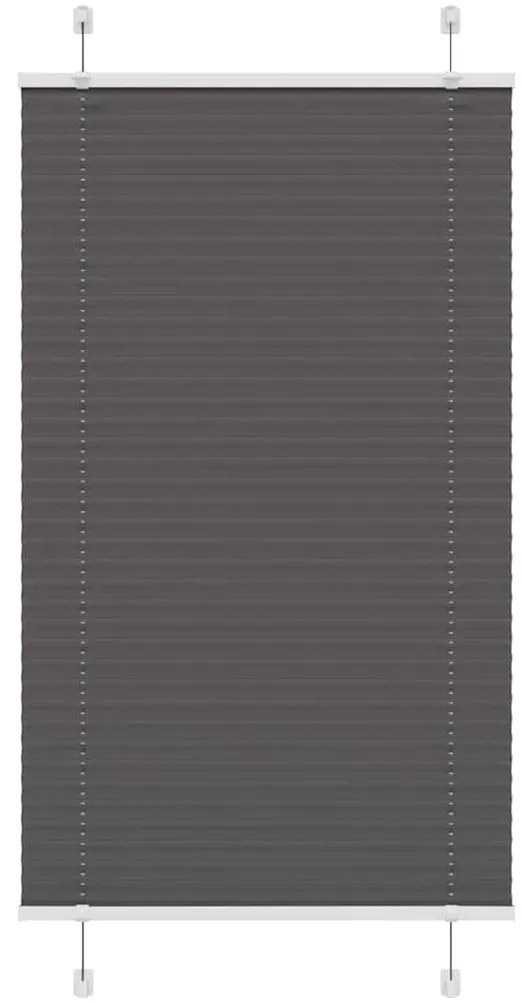 Preto Plissada Cega 80x100 cm Largura Tecido 79,4 cm Poliéster