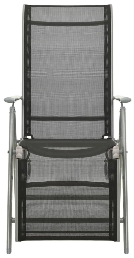 Cadeiras jardim reclináveis 2 pcs textilene e alumínio prateado