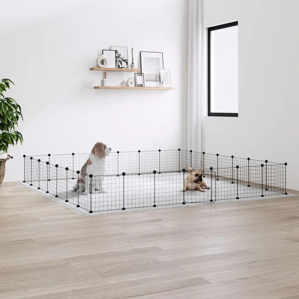 vidaXL Gaiola p/ animais de 28 painéis c/ porta 35x35 cm aço preto