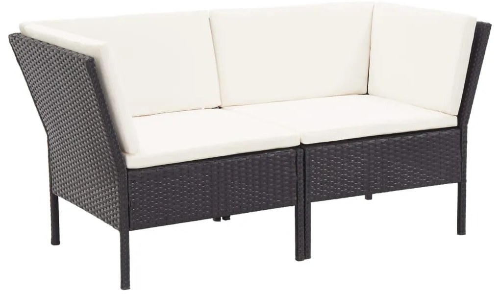 8 pcs conjunto lounge de jardim c/ almofadões vime PE preto