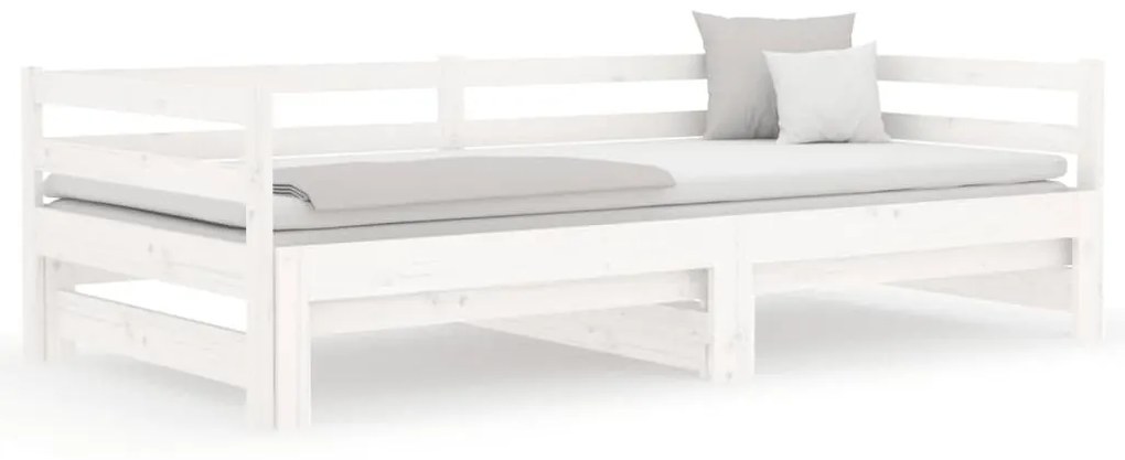 Estrutura sofá-cama de puxar 2x(90x190) cm pinho maciço branco