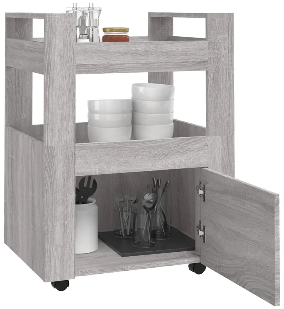 Carrinho de cozinha 60x45x80 cm derivados madeira cinza sonoma