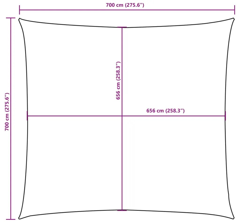 Para-sol vela tecido oxford quadrado 7x7 m antracite