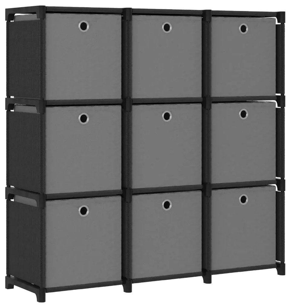 vidaXL Unid. prateleiras 9 cubos c/ caixas 103x30x107,5cm tecido preto