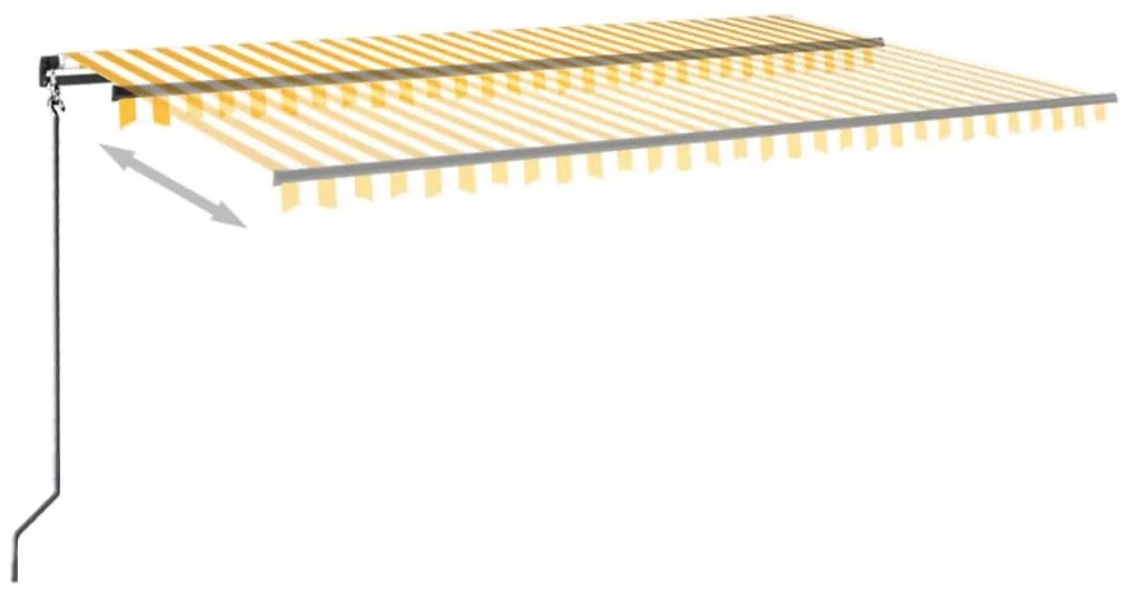 Toldo retrátil manual com LED 500x350 cm amarelo e branco