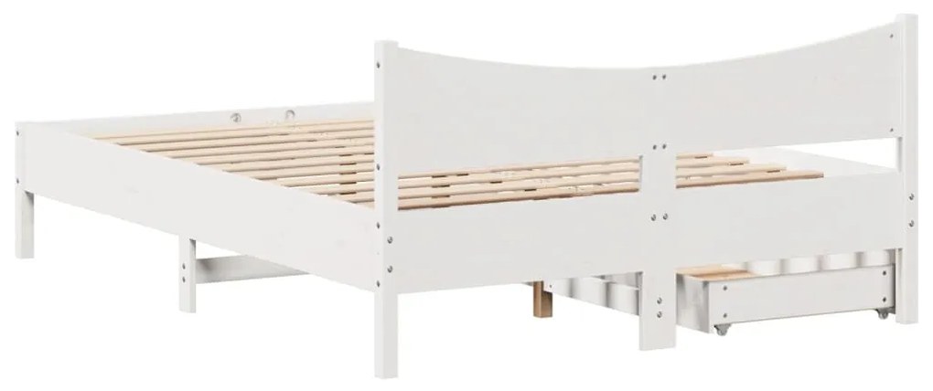 Estrutura de cama com gavetas 160x200 cm pinho maciço branco