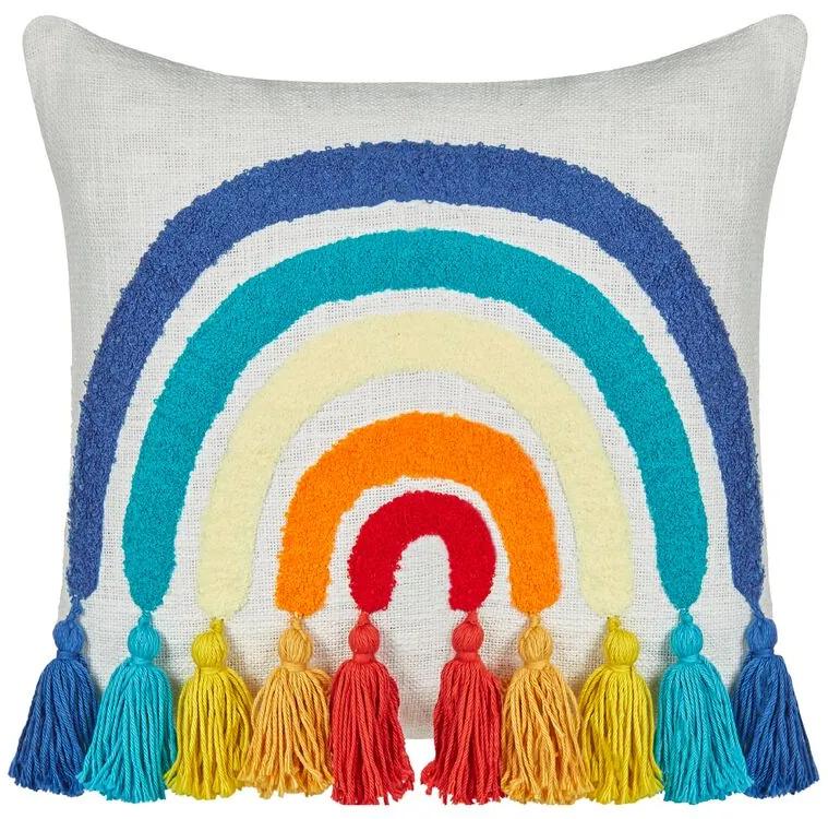 Almofada decorativa com bordado arco-íris em algodão multicolor 45 x 45 cm DORSTENIA Beliani