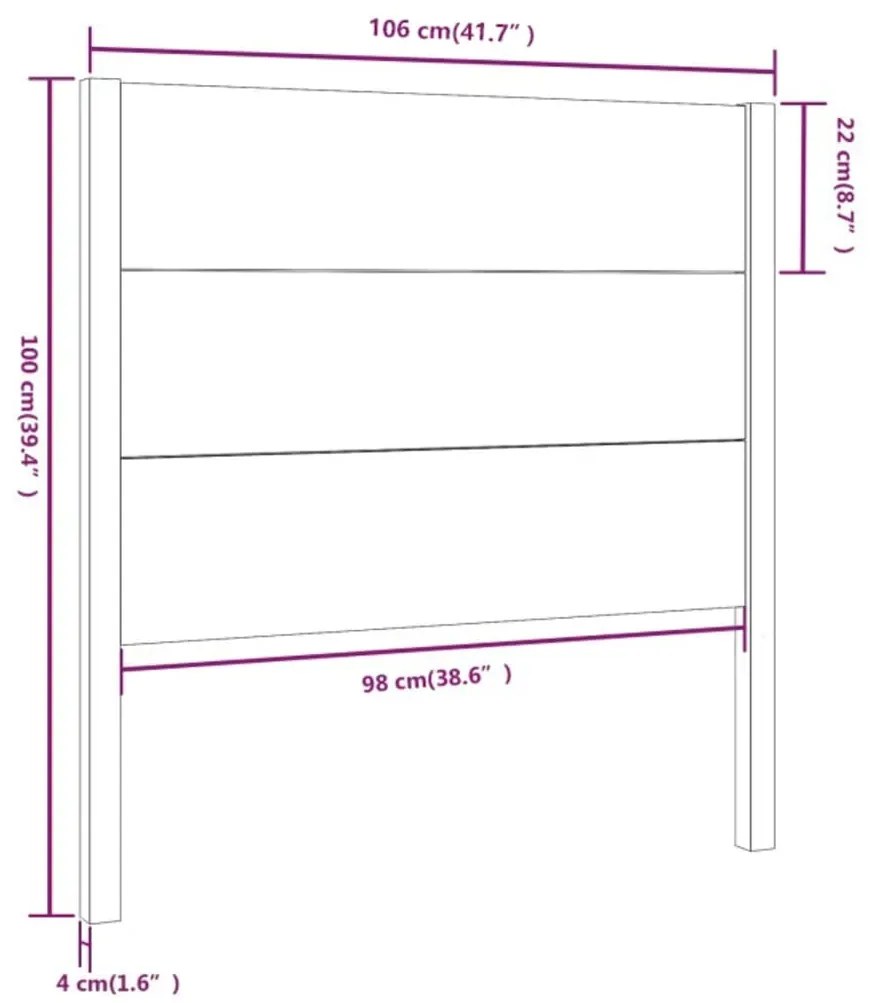 Cabeceira de cama 106x4x100 cm pinho maciço castanho mel