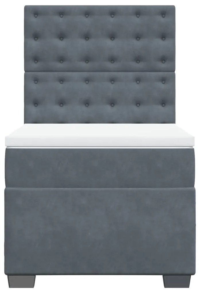 Cama com molas/colchão 90x190 cm veludo cinza-escuro