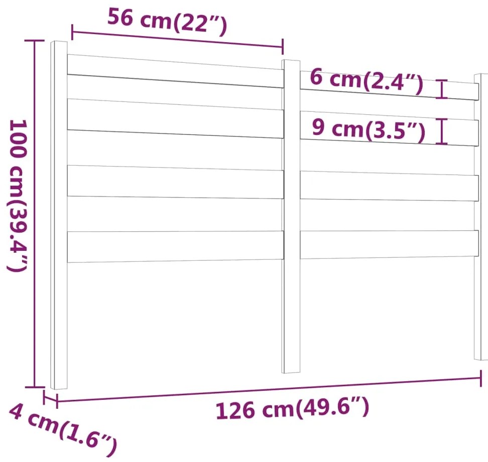 Cabeceira de cama 126x4x100 cm pinho maciço branco