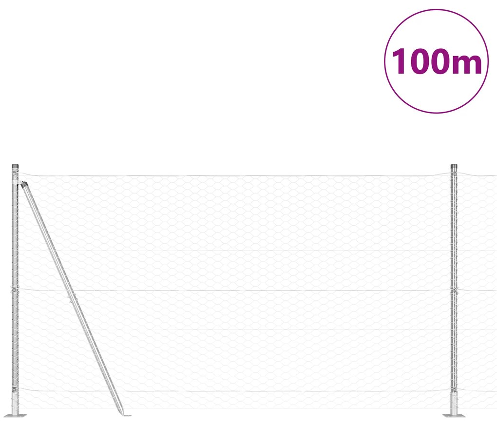 Cerca Hexagonal vidaXL 1,2x100 m Aço Galvanizado