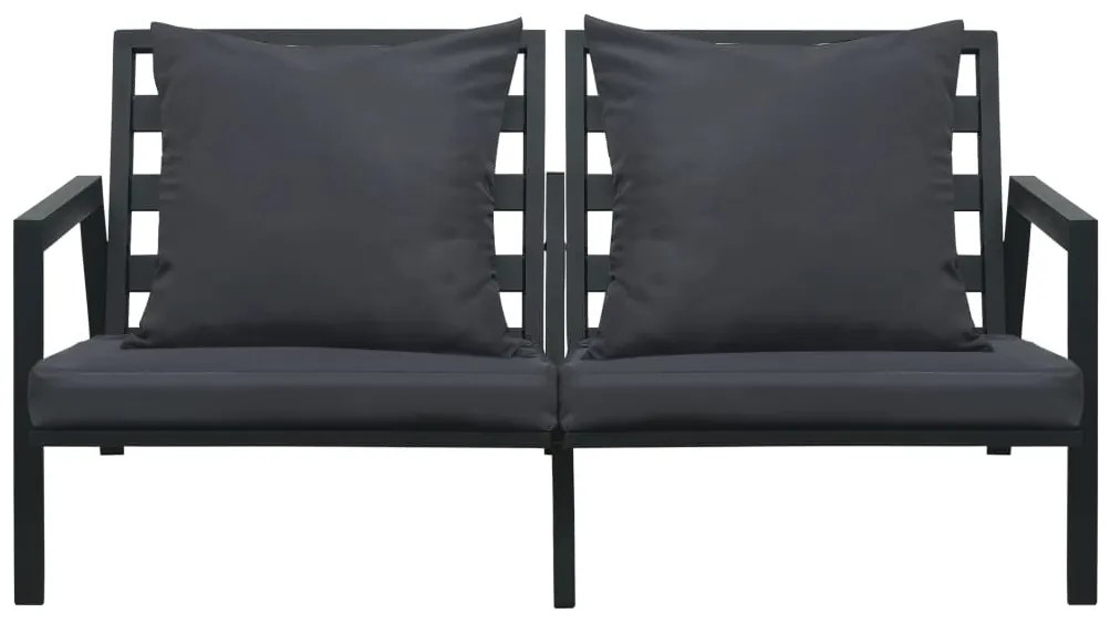 5 pcs conjunto lounge jardim + almofadões alumínio cinza-escuro