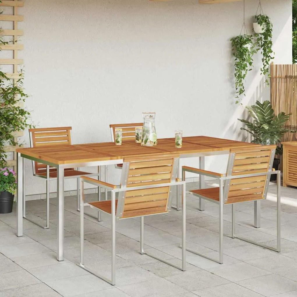 Mesa de Jantar Exterior 200x90x74,5 cm Madeira Maciça de Acácia