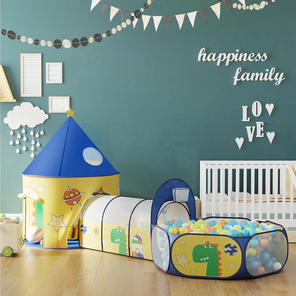 Tenda de brincar para crianças, 115 x 110 x 36 cm (BOLAS NÃO INCLUIDAS) amarela e azul