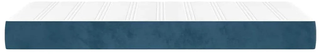 Colchão de molas ensacadas 80x220x20 cm veludo azul-escuro