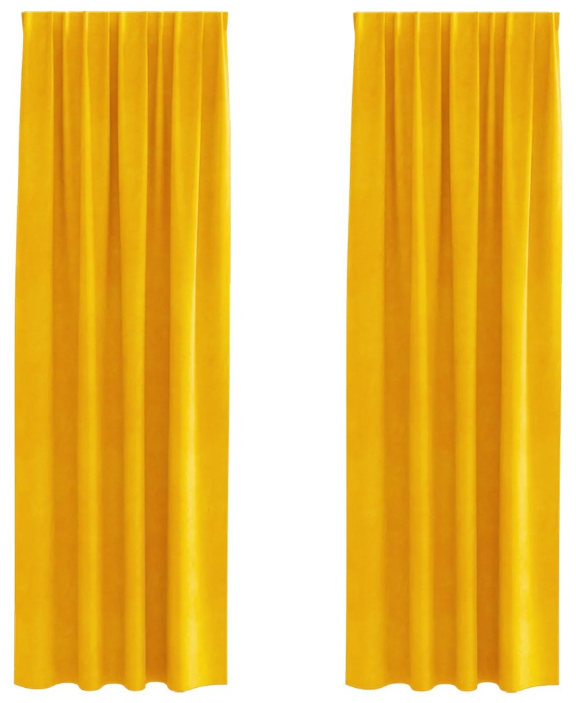 Cortinas Blackout vidaXL com fita superior 2 pcs Amarelo Mostarda Velu