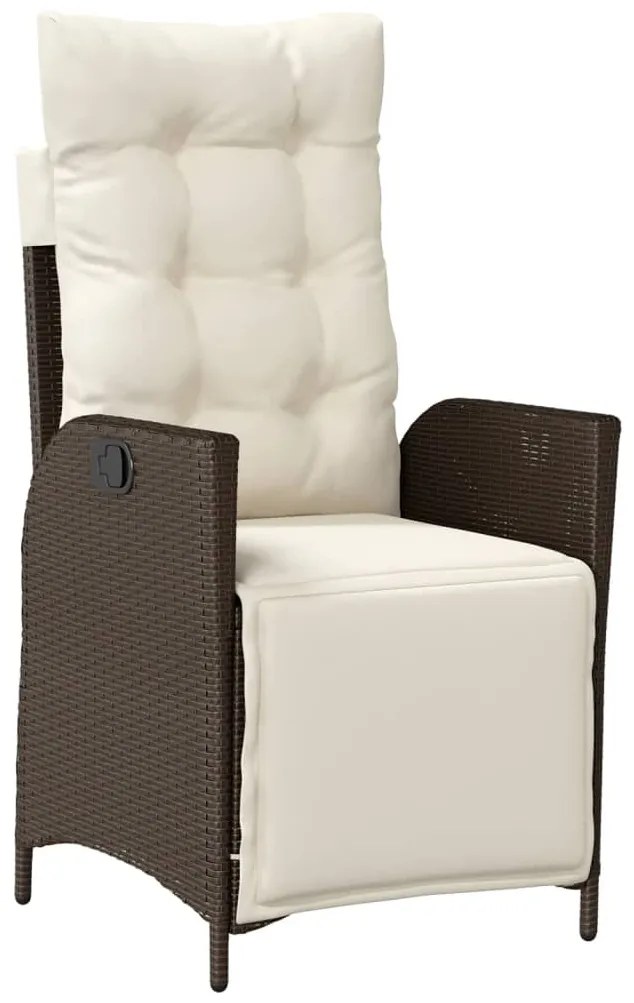 5 pcs conjunto jantar p/ jardim c/ almofadões vime PE castanho