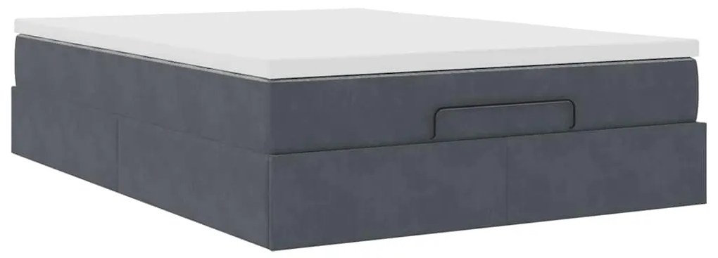 Estrutura de cama otomana com colchão 140x190cm cinzento escuro