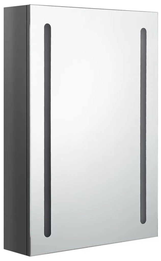 Armário espelhado casa de banho LED 50x13x70 cm cinza brilhante
