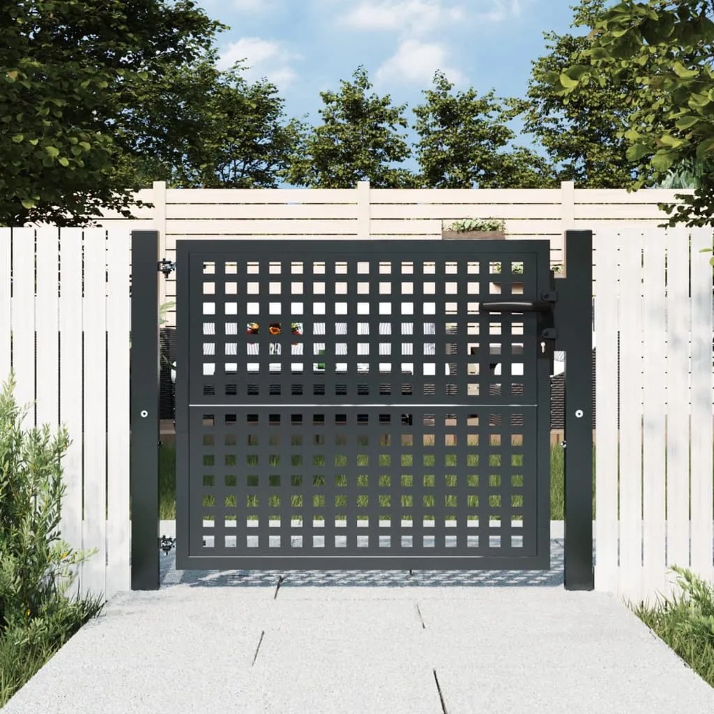 vidaXL Portão de jardim 105x125 cm aço antracite