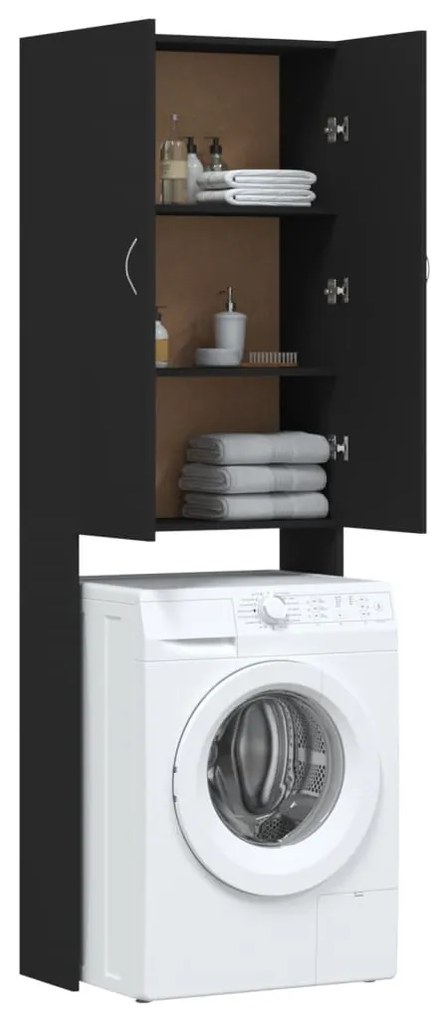 Armário máquina de lavar roupa 64x25,5x190 cm preto