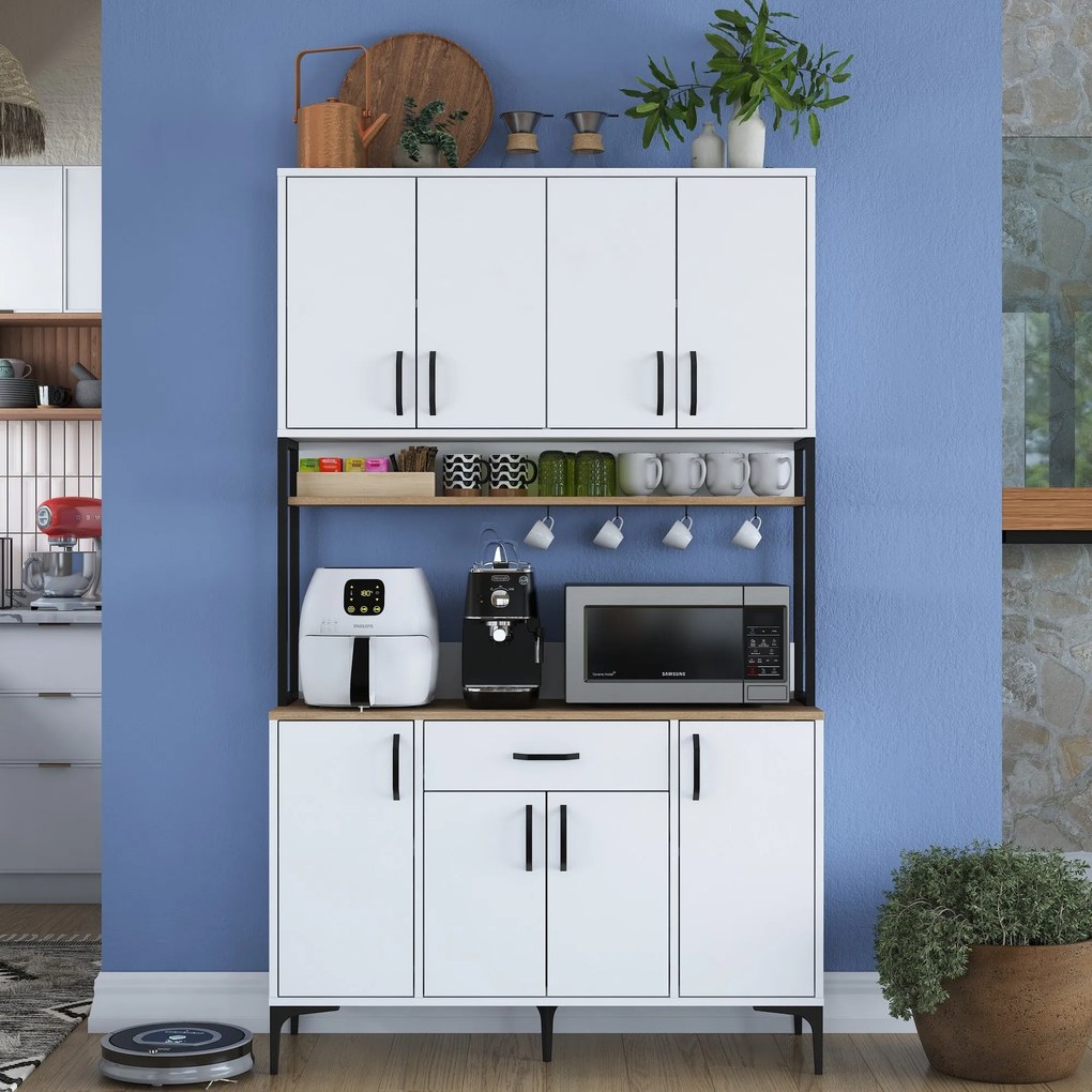 Armário Alto de Cozinha "Stella" - 120 x 198,6 x 40 cm - Nogueira e Br