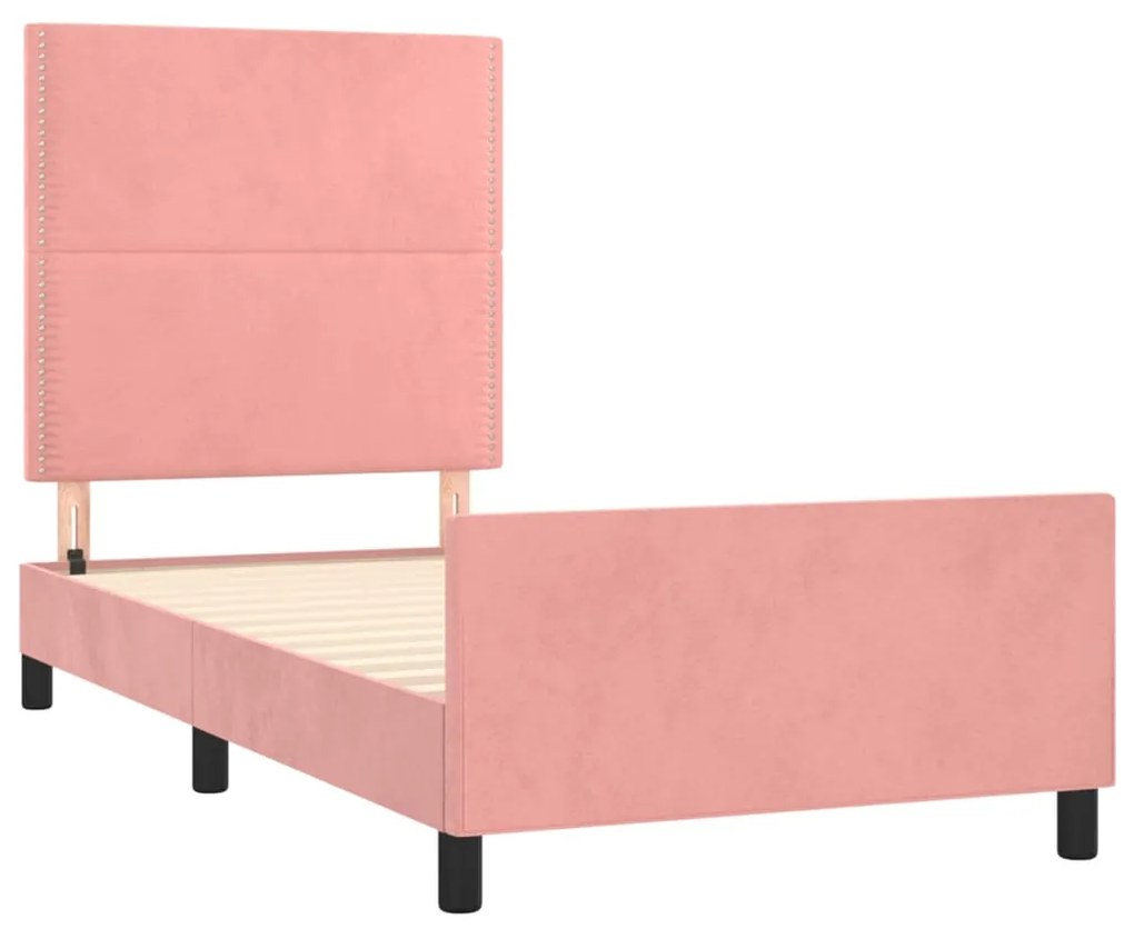 Estrutura de cama c/ cabeceira 80x200 cm veludo rosa