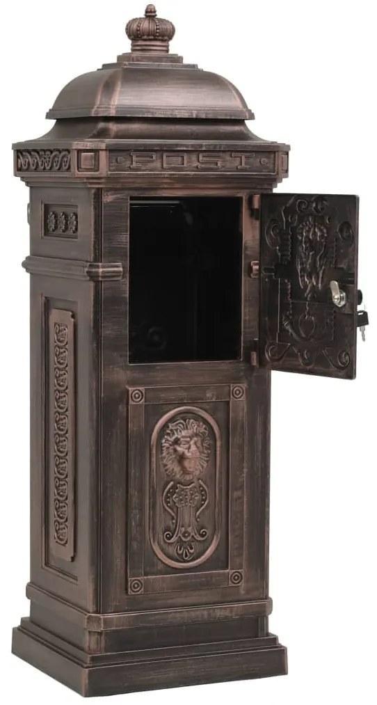 Caixa correio coluna estilo vintage alumínio inoxidável bronze