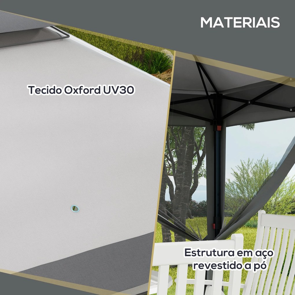 Outsunny Tenda Dobrável 3,26x3,26x2,72 m Tenda de Jardim com Duplo Tet