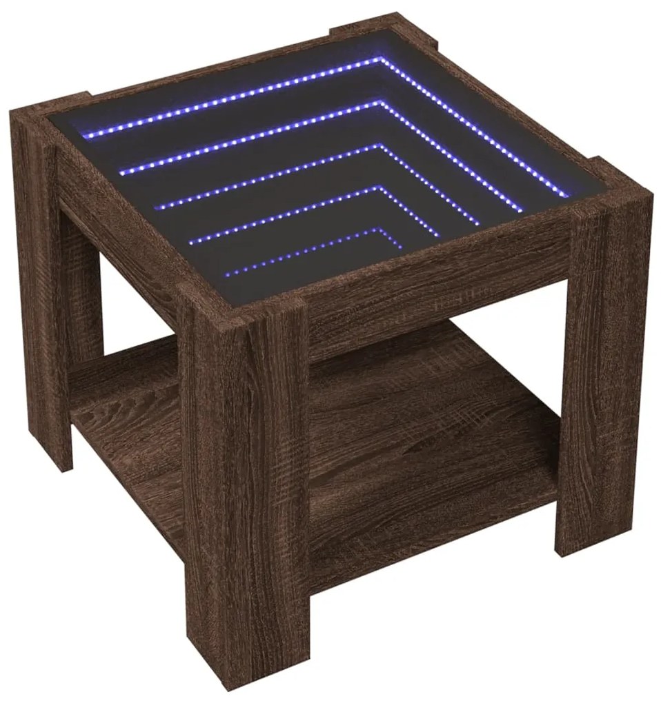 Mesa de centro c/ LEDs 53x53x45 cm derivados de madeira