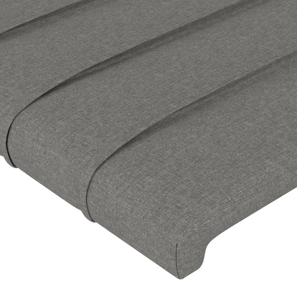 Cabeceira de cama c/ LED tecido 180x5x118/128 cm cinza-escuro