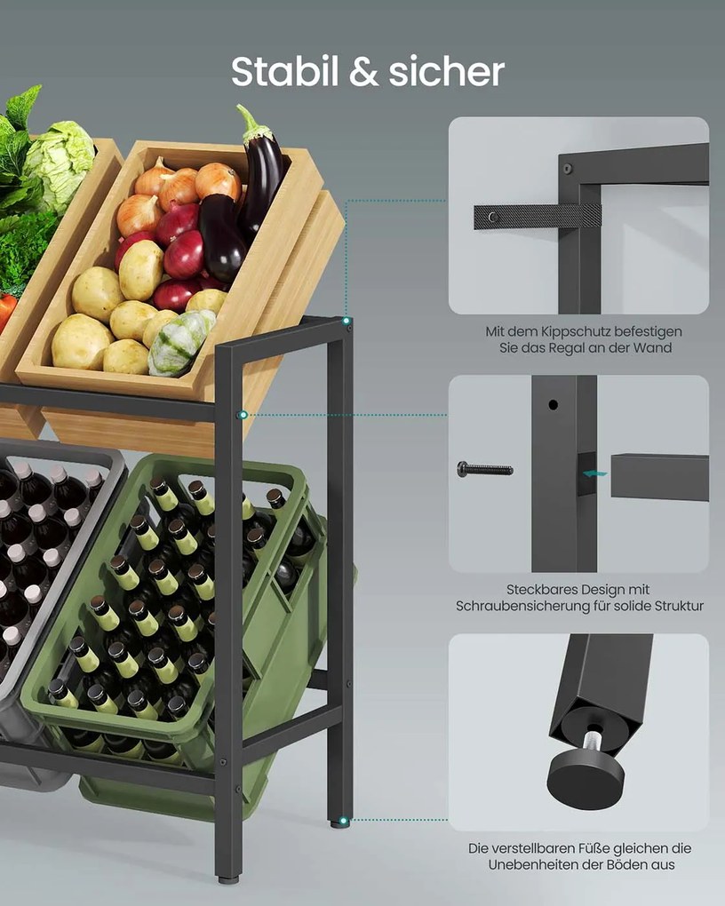 Estante para caixas de bebidas 36 x 105 x 81,1 cm com 2 níveis para 6 caixas Preto