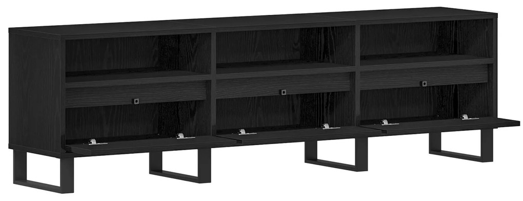 Armário para TV vidaXL Preto Carvalho 150x30x44,5 cm Madeira engenheir