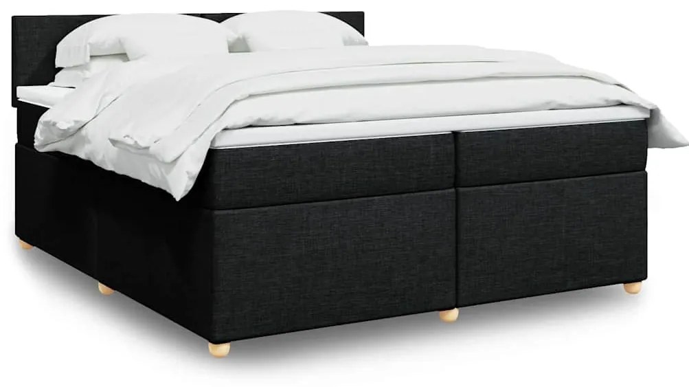 vidaXL Cama com molas/colchão 200x200 cm tecido preto