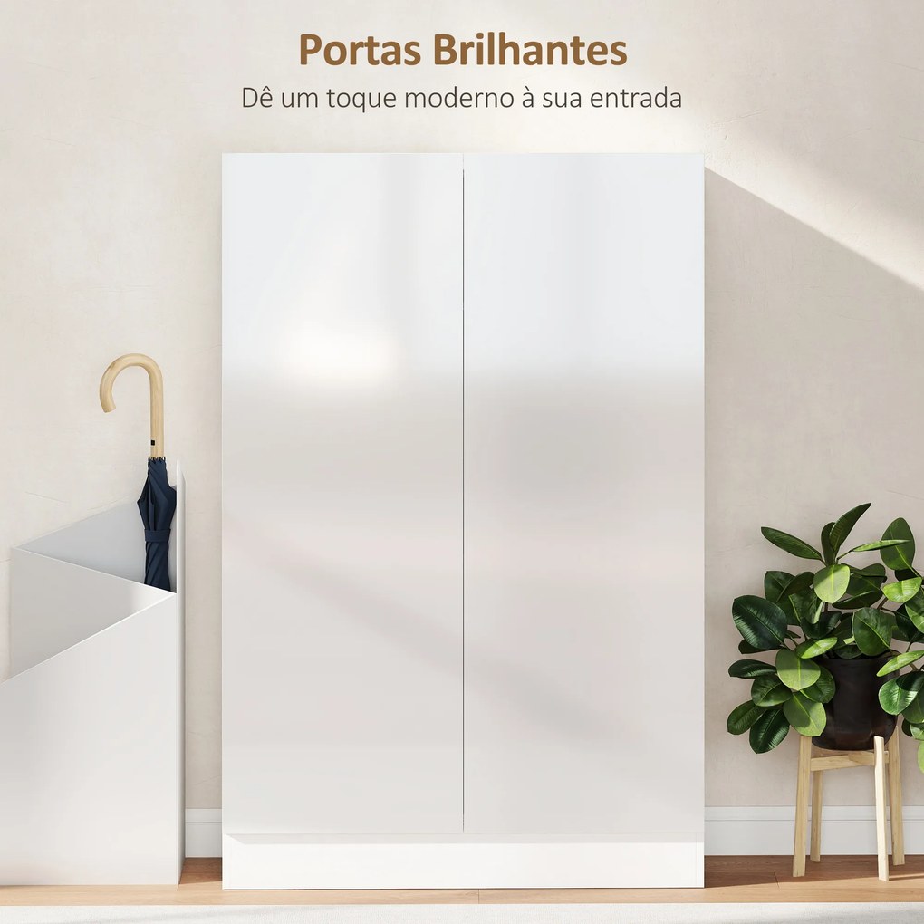Sapateira para Entrada com Prateleiras Ajustáveis para 20 Pares de Sapatos 72x34,5x103 cm Branco Brilhante
