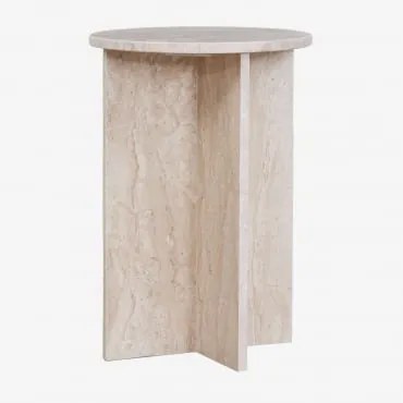 Mesa Auxiliar Redonda Ø35 Cm Em Mármore Mencia Mármore Bege Dyna - Sklum