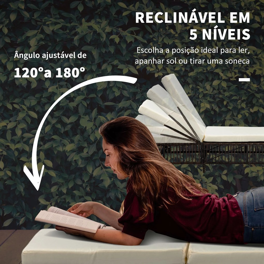 Conjunto de 2 Espreguiçadeiras de Jardim Espreguiçadeiras de Vime Sint